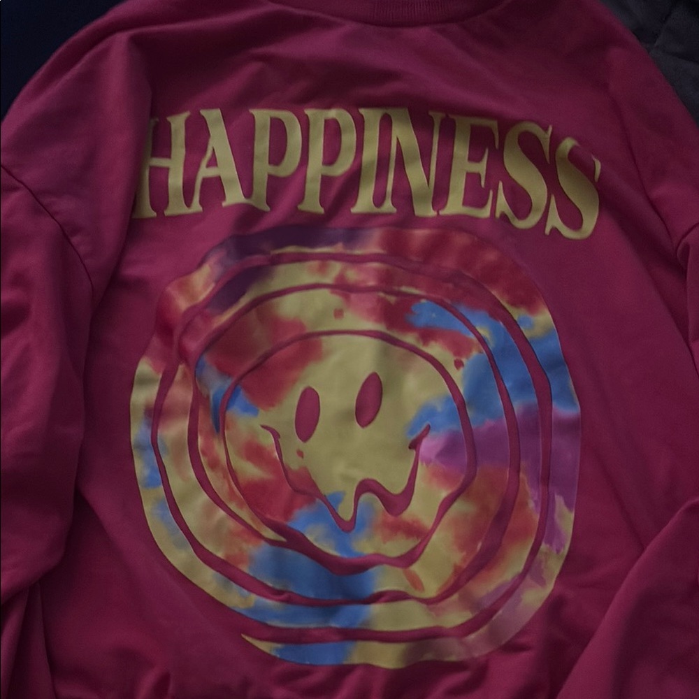 Pink Happiness Sweatshirt with Tie-Dye Smiley